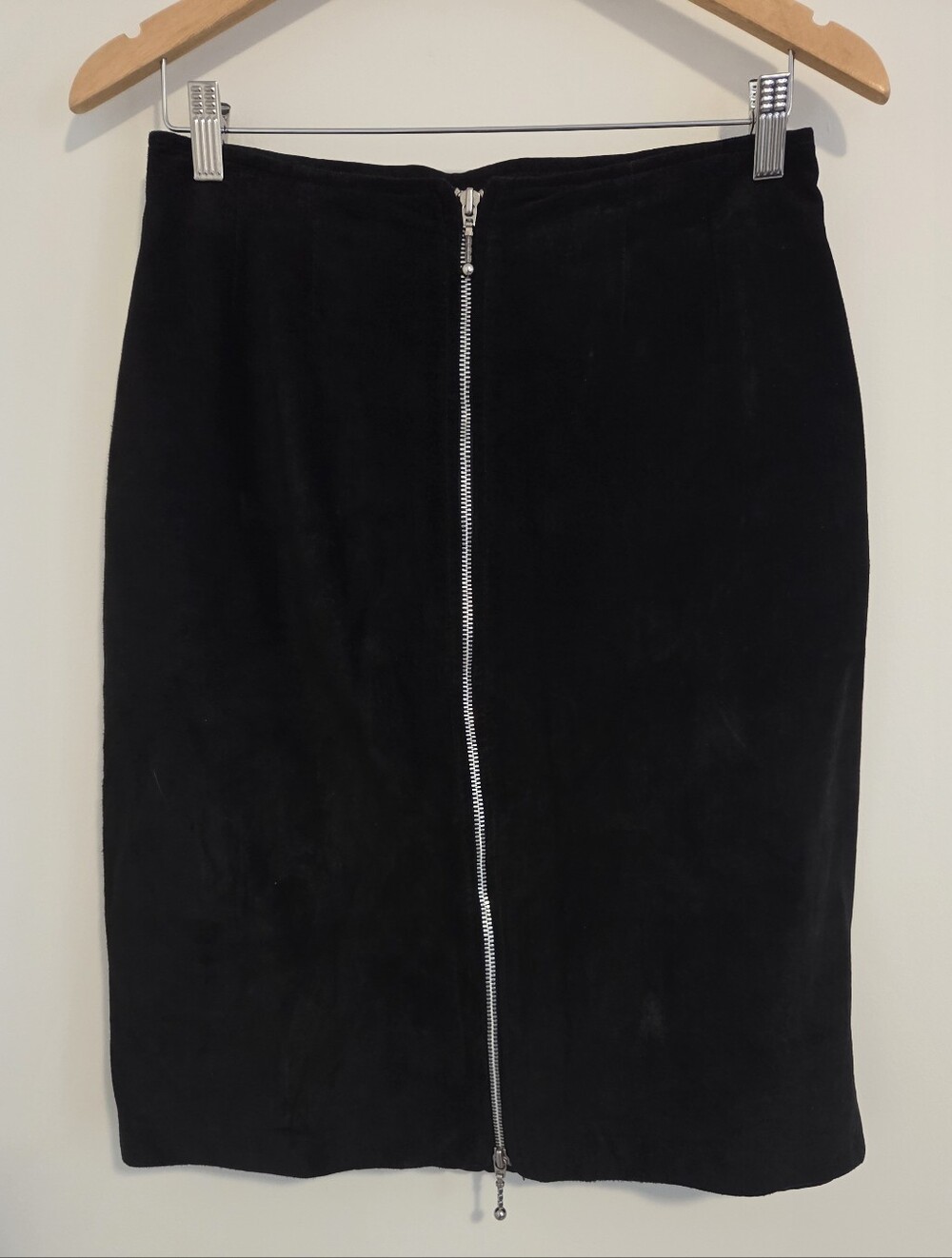 Danier Leather Black Genuine Suede Pencil Skirt